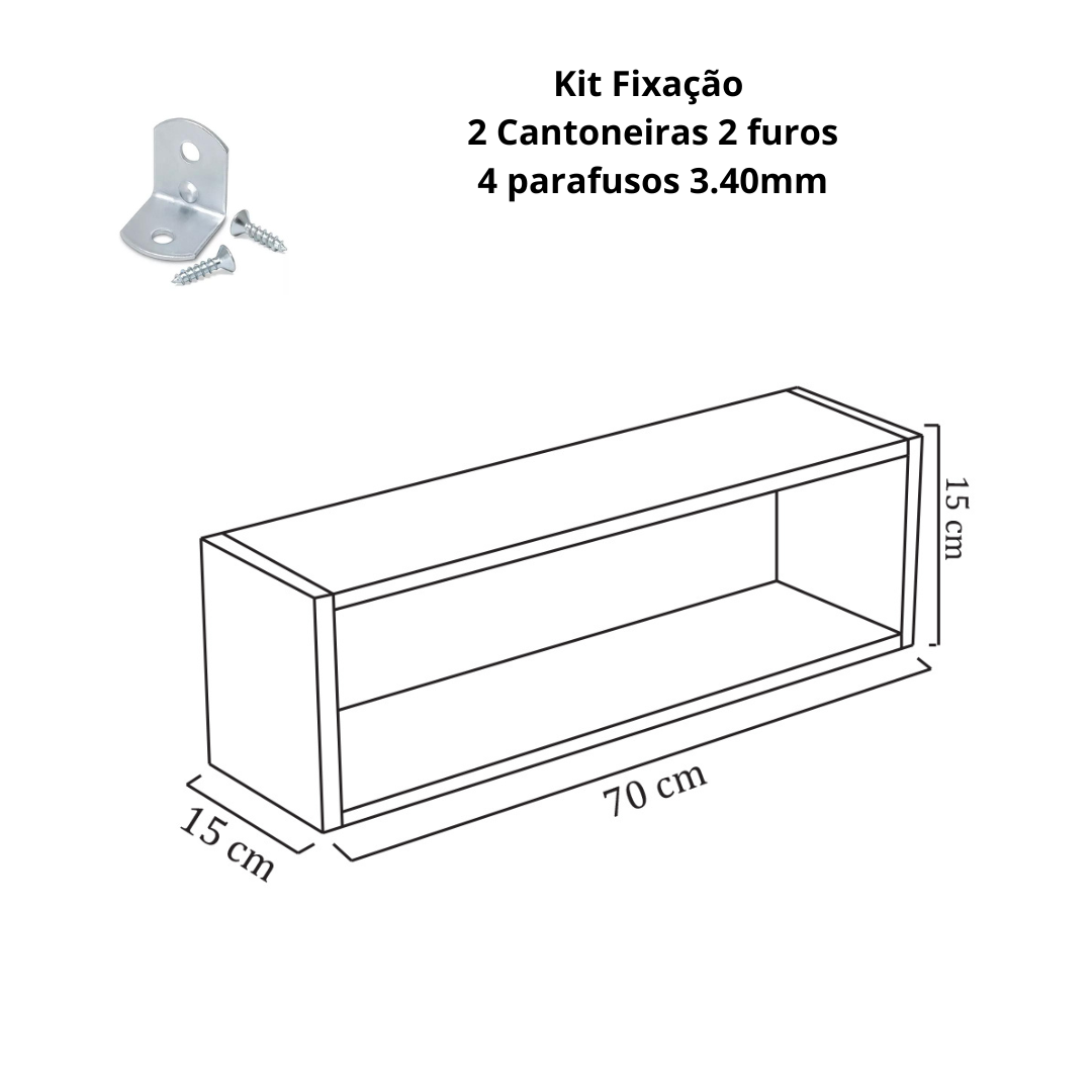 Nicho Retangular Decorativo 70cx25px15a Natural em Mdf - 10