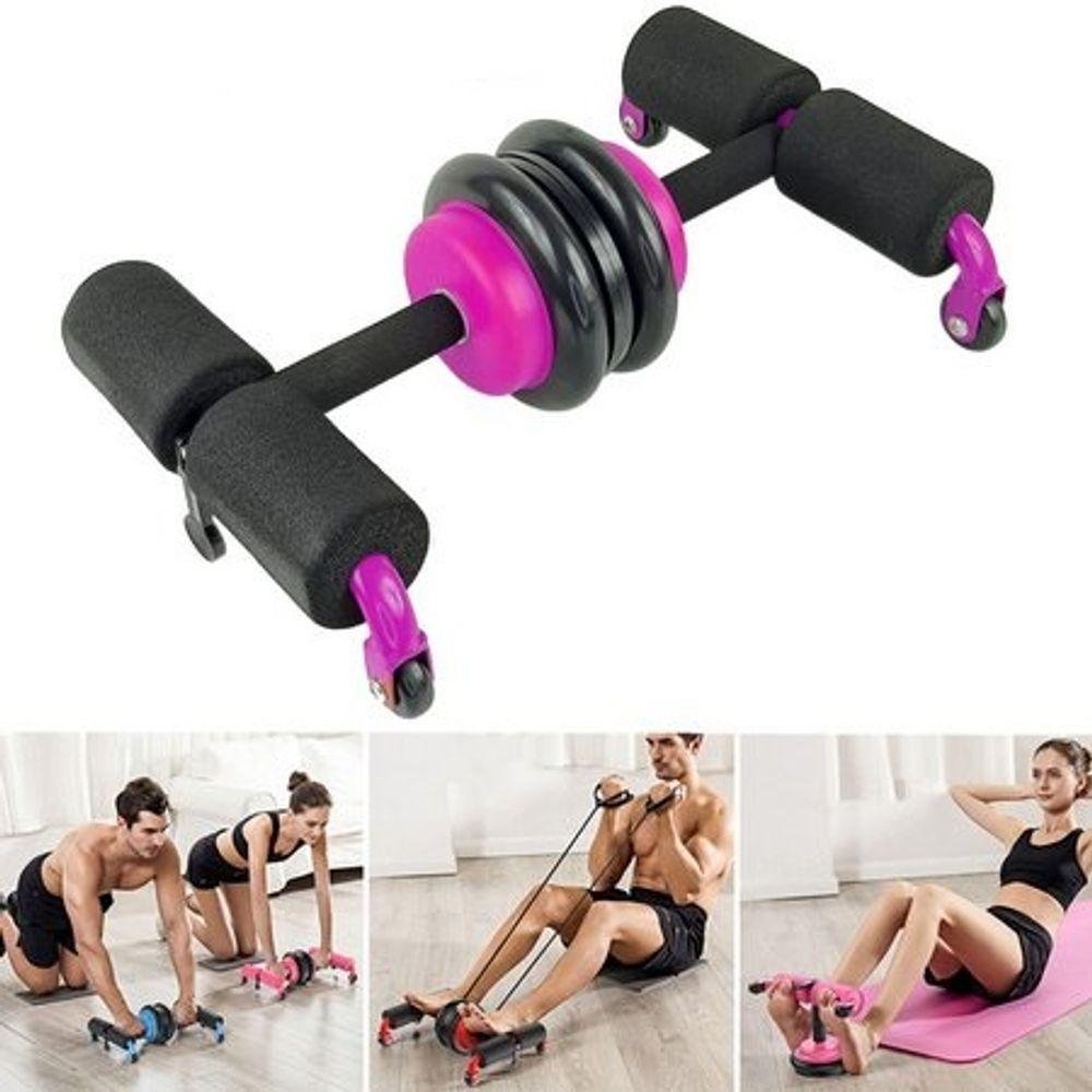 Suporte Abdominal Rolo 2 em 1 Extensor Rodas Ventosa Exercícios Musculaçao Treino Perder Peso - 9