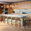 Ver imagem 6 de Kit 6 Banquetas Quadrada Junco Cappuccino para Balcão Ilha Cozinha Área Gourmet Bancada Piscina Bar
