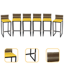 Ver imagem 1 de Kit 6 Banquetas Quadrada Junco Cappuccino para Balcão Ilha Cozinha Área Gourmet Bancada Piscina Bar