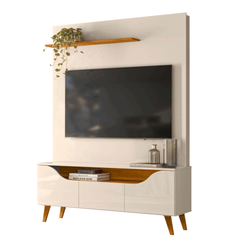 Home Theater para TV de até 55" Polegadas 3 Portas Polli Cinamomo/Off White