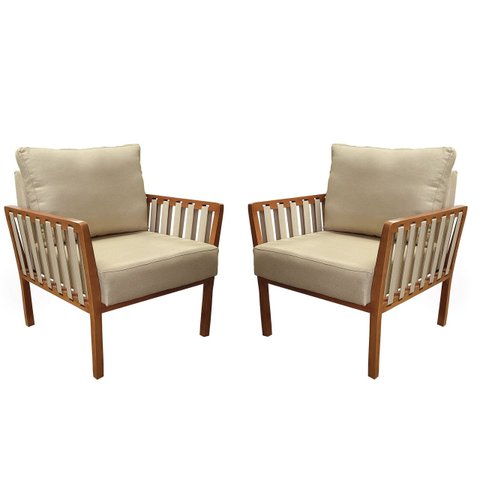 KIT 2 POLTRONAS DECORATIVA LUXO CALIFÓRNIA DORA BELA Califónia Bege Linho 1006