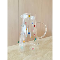 Jarra  Água Suco Vidro Com Tampa Inox 1800 ml Decorada Com Mini Gemas Coloridas - 3