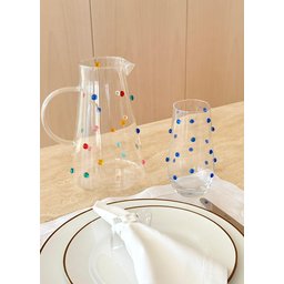 Jarra  Água Suco Vidro Com Tampa Inox 1800 ml Decorada Com Mini Gemas Coloridas - 4