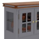 Ver imagem 3 de Balcão Buffet 4 Portas 2 Gav. Prateleiras em Vidro Manchester 2041 Linz Móveis - Cinza/imbuia Glazer