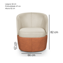 Ver imagem 5 de Conjunto de Poltronas Liz Composê Linho Cru e Corino Marrom Base Giratória