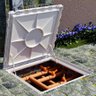 Tampa Piscina Ventilada Casa Máquina 90x90cm Rebaixo Marrom - 1