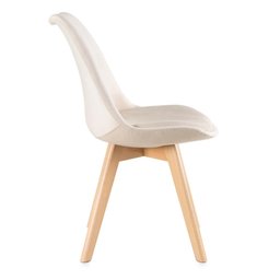 Kit 2 Cadeiras Charles Eames Leda Veludo Estofada Base Madeira - Bege - 2