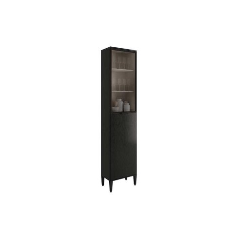 Paneleiro Cozinha Modulado Alpha 2509 C/ 2 Portas C/ Vidro 50cm Preto Carraro