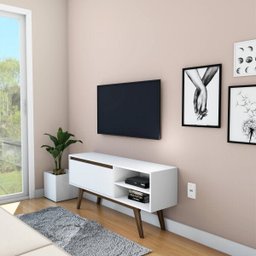 Rack 125cm 1 Porta Basculante e Pé Inclinado de Madeira  Móveis - 5