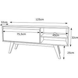 Rack 125cm 1 Porta Basculante e Pé Inclinado de Madeira  Móveis - 3