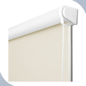 Persiana Cortina Rolo Tecido Blackout Liso Creme 1,70m X 1,40m - Sala Quarto Escritório - Blecaute