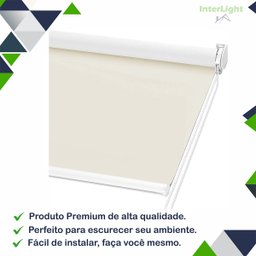 Persiana Cortina Rolo Tecido Blackout Liso Creme 1,70m X 1,40m - Sala Quarto Escritório - Blecaute - 3