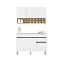 Ver imagem 1 de Kit Balcão de Pia com Tampo e Aereo 120 Cm 6 Portas 1 Gaveta Line Supremo Supremo Cp Freijó