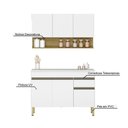 Ver imagem 4 de Kit Balcão de Pia com Tampo e Aereo 120 Cm 6 Portas 1 Gaveta Line Supremo Supremo Cp Freijó