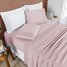 Jogo Cama King Cherry Bordado Inglês 4 Pçs Rosa Lilly Home Enxovais - 2