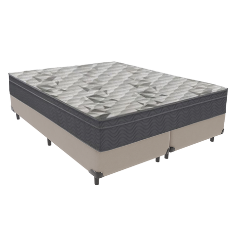 Cama Box Bipartido Casal Bege e Colchão Airtech 100 D33 Ortobom