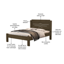Ver imagem 3 de Cama de Casal Sofia Castanho Tradicional Reforçada Alto Padrão de Mdf para Quarto