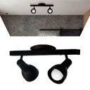 Ver imagem 1 de Luminária Trilho Spot Duplo com Canopla 2 Lâmpadas Direcionáveis E27 Cor:preto