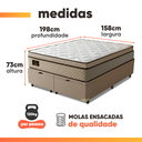 Ver imagem 5 de Cama Box Baú Colchão Queen Gazin Inglaterra Premium Molas Ensacadas e Euro Pillow 158x198x73cm
