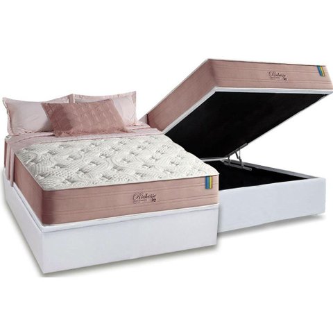 Cama Box Baú Casal: Colchão Molas Anjos MasterPocket Ensacadas Richesse + Base CRC Courano White(138