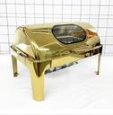 Ver imagem 1 de Rechaud Retangular Dourado em Aço Inoxidável com Tampa Boleada 9L Haut