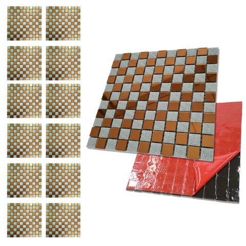Pastilha de Vidro Autocolante Kit 12 Uni Parede Cozinha Decoraçao Salao Banheiro Casa Reforma Modern
