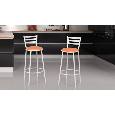 Kit Banqueta com Encosto Altura de 70cm e Assento de 35cm:laranja/branco