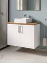 Ver imagem 4 de Gabinete para Banheiro com Cuba e Espelho 80cm Mdf Freijo com Branco Paris - On Móveis
