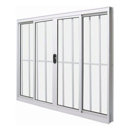 Janela de Alumínio 04 Folhas com Grade Branca - 100x150 - 1