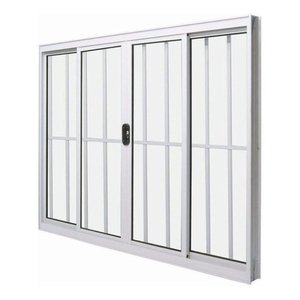 Janela de Alumínio 04 Folhas com Grade Branca - 100x150