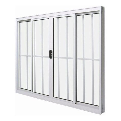 Janela de Alumínio 04 Folhas com Grade Branca - 100x150