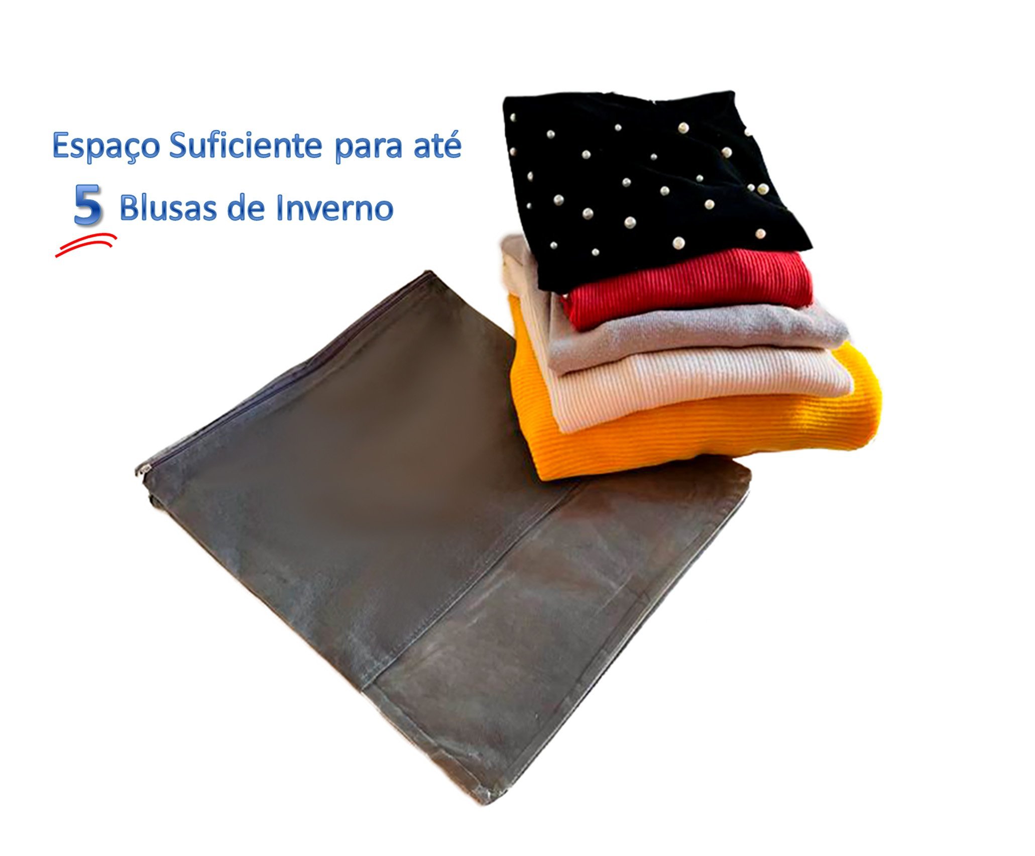 Kit 80 Sacos para Roupa e Malas de Viagem Visor Transparente:cinza - 2