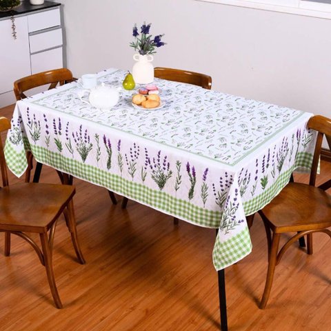 Toalha de Mesa Tropical Microfibra Estampada 1,50m X 1,50m para 4 Lugares Lavanda