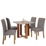 Mesa de Jantar Flora 95x95 com Tampo em Mdf e 4 Cadeiras Fernanda Cinamomo/off White/madeira/linho - 1