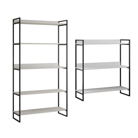 Kit Industrial Estante Guaecá 180x95 e Aparador Industrial 3 Prateleiras Córdoba 100x95 Preto/branco