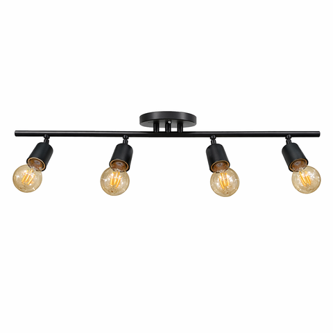 Spot Trilho Koppla Aluminio Teto e27 4 Luzes Lumini Lab - Preto Brilhante