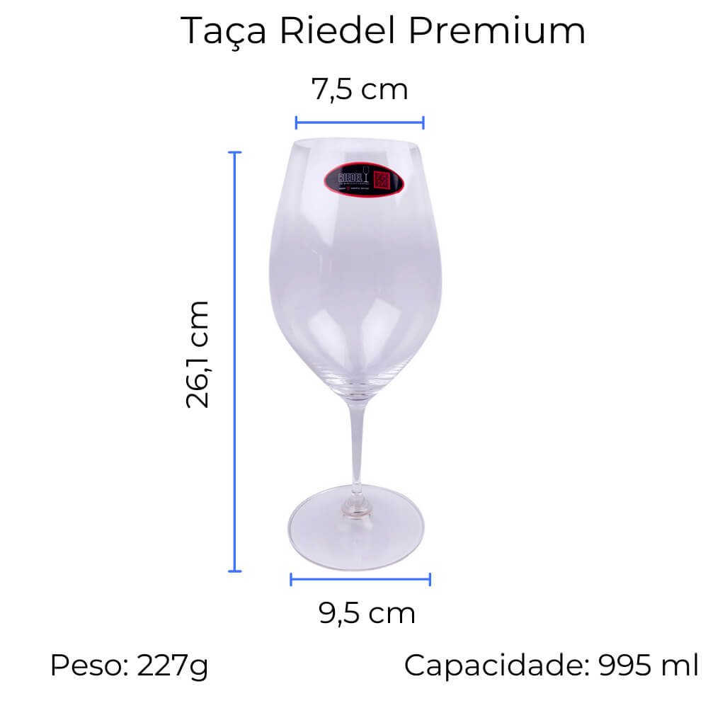 Kit Premium 2 Taças Riedel 995 Ml Saca-rolhas Pulltex Clickcut Preto - 2