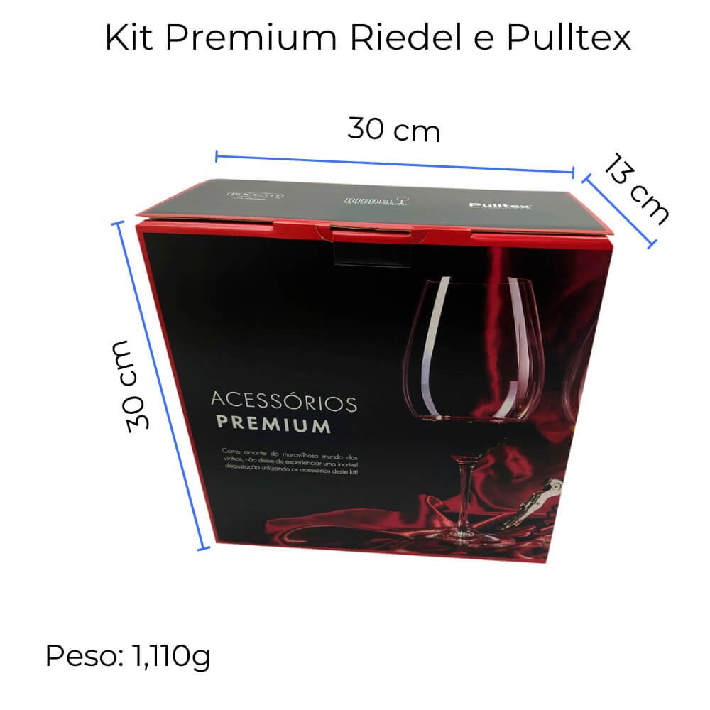 Kit Premium 2 Taças Riedel 995 Ml Saca-rolhas Pulltex Clickcut Preto - 6