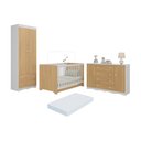 Ver imagem 1 de Quarto de Bebê Completo Berço Americano 3 em 1 Colchão Realeza Multimóveis Mp4611 Branco/