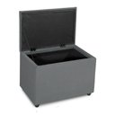 Ver imagem 1 de Puff Baú 60cm Porta Treco Madeira Veludo Estofado Premium Cor Cinza
