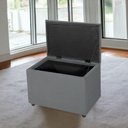 Ver imagem 4 de Puff Baú 60cm Porta Treco Madeira Veludo Estofado Premium Cor Cinza