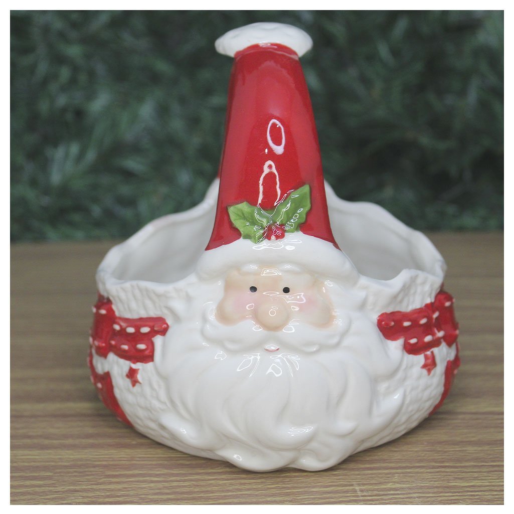 Baleiro Enfeite De Natal Papai Noel Cerâmica 15cm - 3