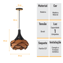 Ver imagem 5 de Lustre Pendente em Madeira - Pinho Black