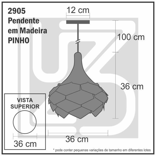 Lustre Pendente em Madeira - PINHO BLACK - 5