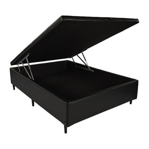Cama Box Baú Viúva 128  - Tecido Suede Preto