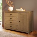 Ver imagem 4 de Cômoda Sapateira para Quarto 4 Gavetas 1 Porta Madeira Maciça Mazzaro F06 Freijó - Lyam Decor