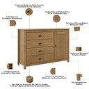 Ver imagem 5 de Cômoda Sapateira para Quarto 4 Gavetas 1 Porta Madeira Maciça Mazzaro F06 Freijó - Lyam Decor