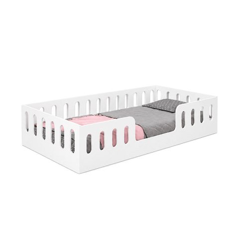 Cama Cercadinho Infantil Helo MDF Solteiro Branca Acompanha Lençol para Criança Quarto Infantil