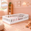 Ver imagem 2 de Cama Cercadinho Infantil Helo MDF Solteiro Branca Acompanha Lençol para Criança Quarto Infantil